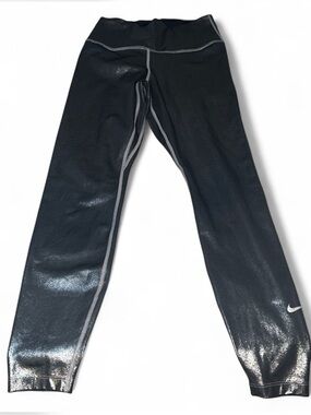 Nike Dri-fit Charcoal Shimmer Leggings with glitter gummy logo